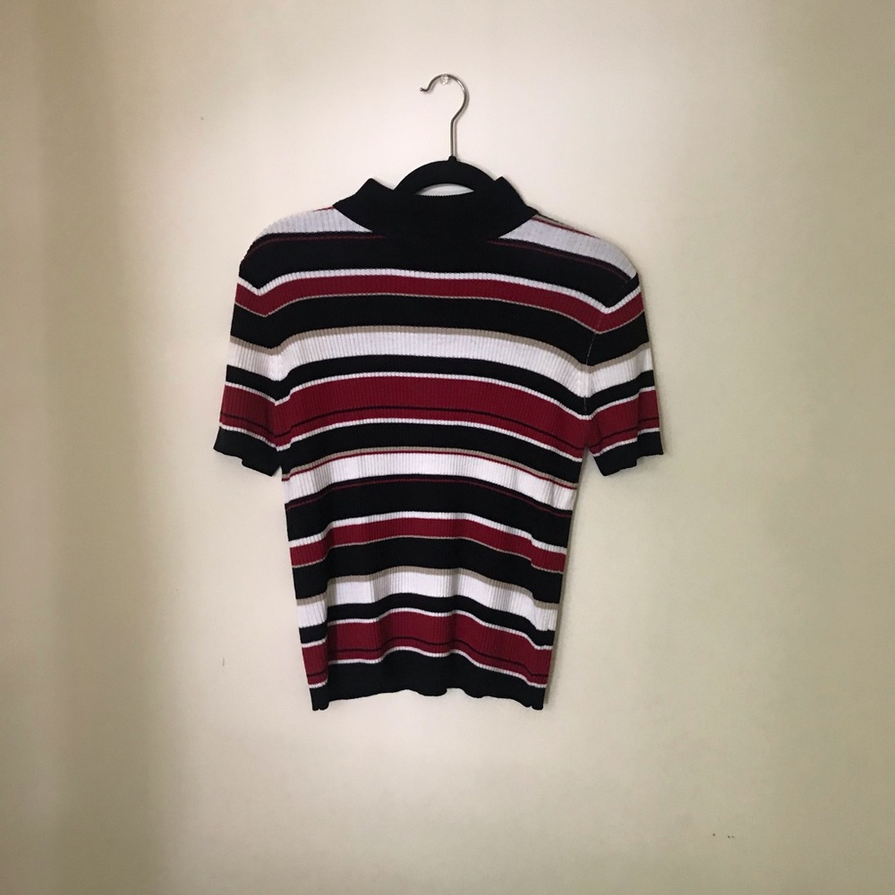 Striped mock neck sweater